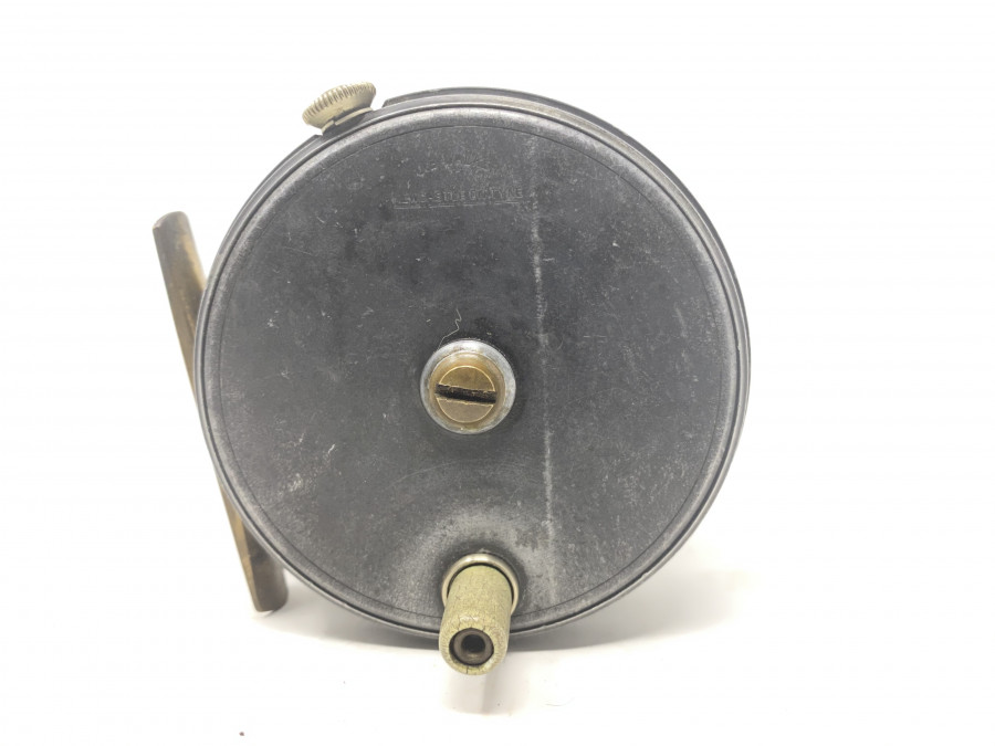 Fliegenrolle, J.B. Walker, Newcastle on Tyne, Hardy Perfect Style, mit Kugellager, ca. 1930, Messing Rollenfuß, 85mm Durchmesser, Klasse 5, sehr guter Zustand