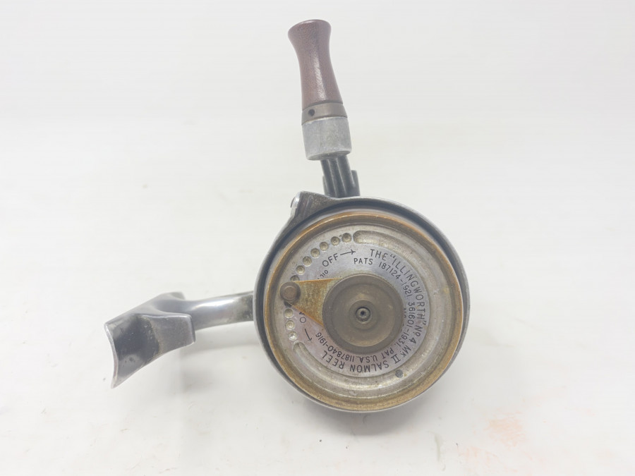 Alte Stationärrolle, Illingsworth No. 4 MK II, Salmon Reel, ca. 1930, guter Zustand