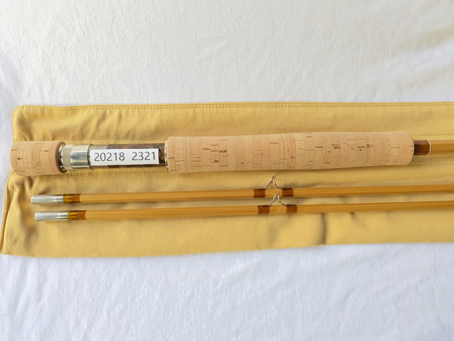 Gespliesste Fliegenrute, Balazs Klimo, Köln, handgefertigt, 8.8", #7, Reservespitze, hohlgebaut, schnelle progressive Rute zum Streamerfischen, Futteral, neu und ungefischt, wunderschöne Handarbeit