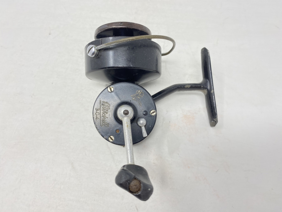 Stationärrolle, Mitchell 304, Made in France, Balzer Logo, Gebrauchsspuren