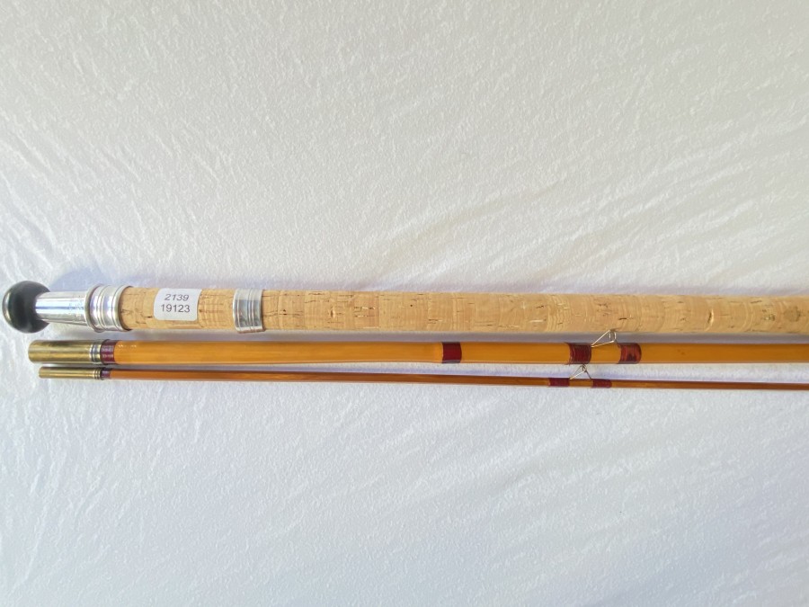 Vintage Matchrute, Milwards Floatcraft, 3tlg., 14 Fuß, Handteil und Mittelteil Bambus, Spitze gespliesst, guter Zustand
