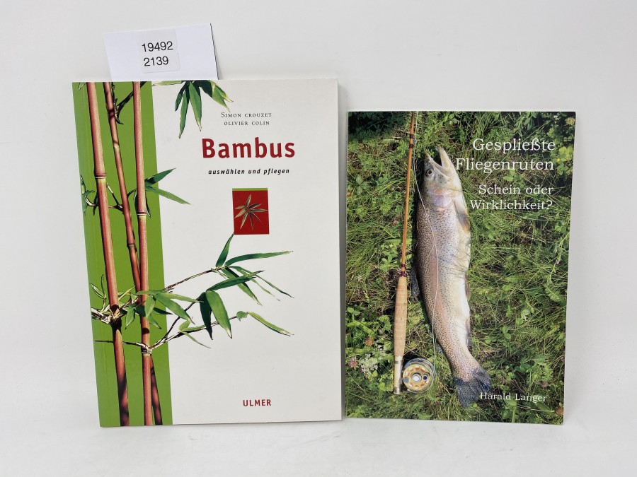 2 Bücher: Gespließte Fliegenruten, Schein oder Wirklichkeit, Harald Langer, 2002; Bambus auswählen und pflegen, Simon Crouzet/Olivier Colin