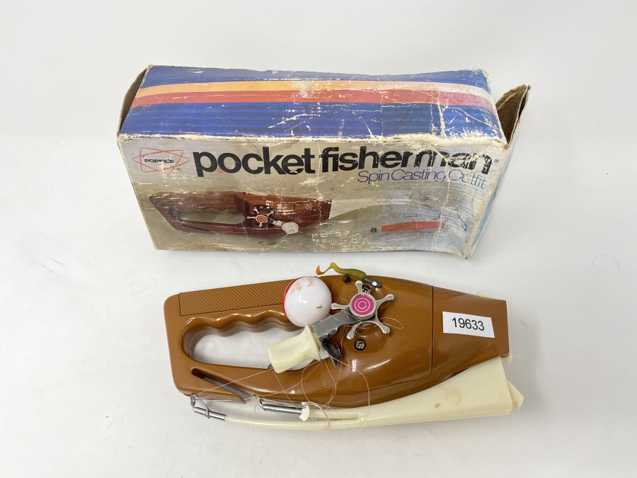 Spin Casting Outfit, Popeil's Pocket Fisherman, im Originalkarton, Gebrauchsspuren