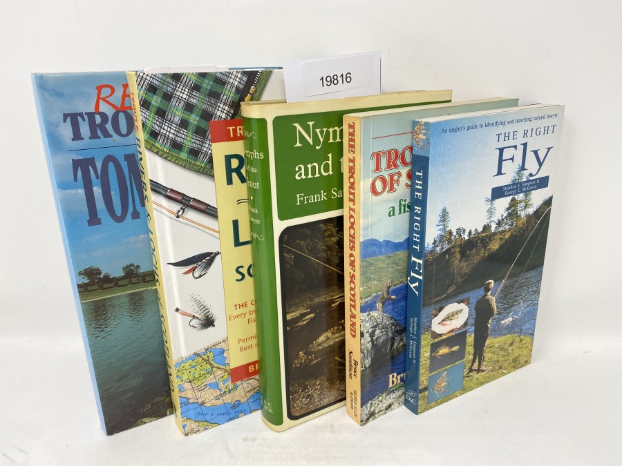 5 Bücher: Reservoir Trout Fishing, Tom Saville, 1991; Trout & Salmon Rivers and Lochs of Scotland, Bruce Sandison, 1997; Nymphs and the Trout, Frank Sawyer, 1970; The Trout Lochs of Scotland a fisherman's guide, Bruce Sandison, 1983; The Right Fly, Stephen J. Simpson/George C.McGavin, 2002
