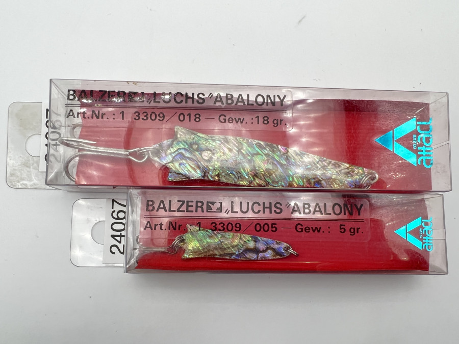2 Kunstköder, Balzer Luchs Abalony, 18 und 5 Gramm, ungefischt, in Originalverpackung