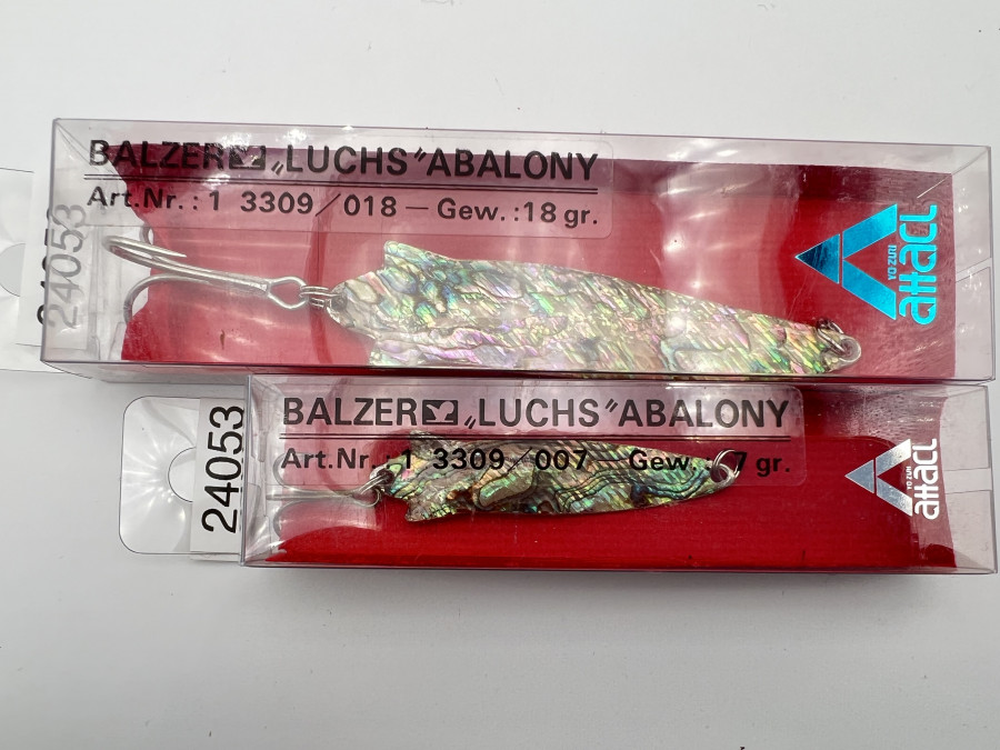 2 Kunstköder, Balzer Luchs Abalony, 18 und 7 Gramm, ungefischt, in Originalverpackung