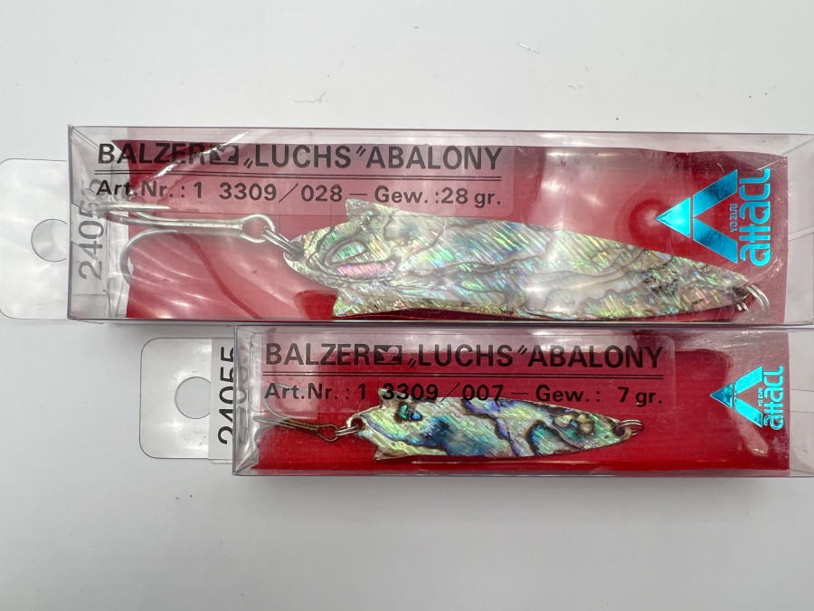 2 Kunstköder, Balzer Luchs Abalony, 28 und 7 Gramm, ungefischt, im Orignalverpackung