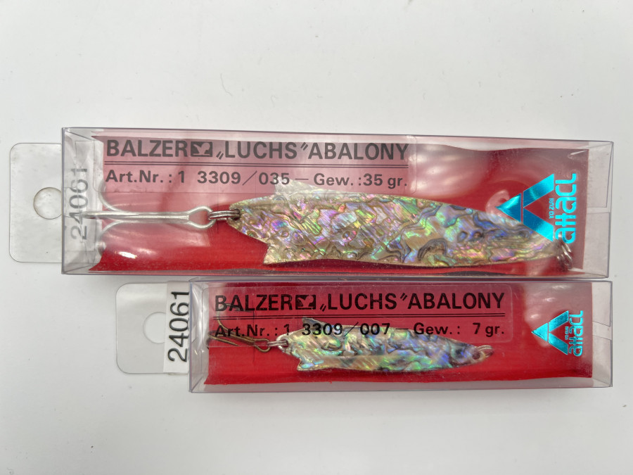 2 Kunstköder, Balzer Luchs Abalony, 35 und 7 Gramm, ungefischt, in Originalverpackung