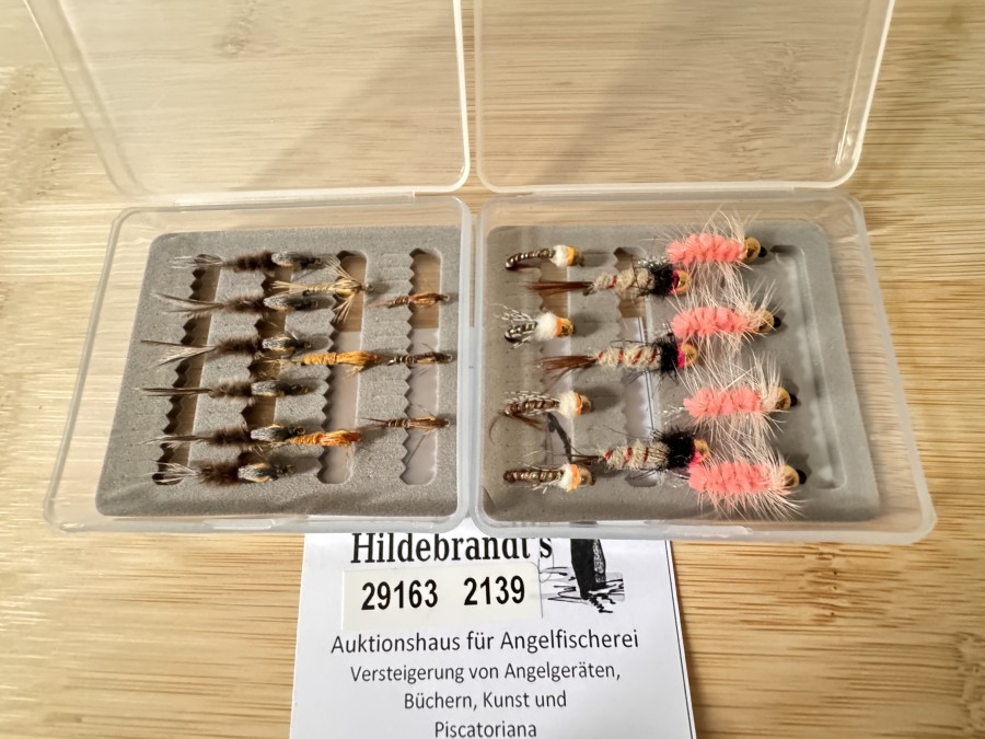 Nymphensortiment, 2 Miniboxen, 23 fängige Nymphen, Pinky hervorragend für Barben,