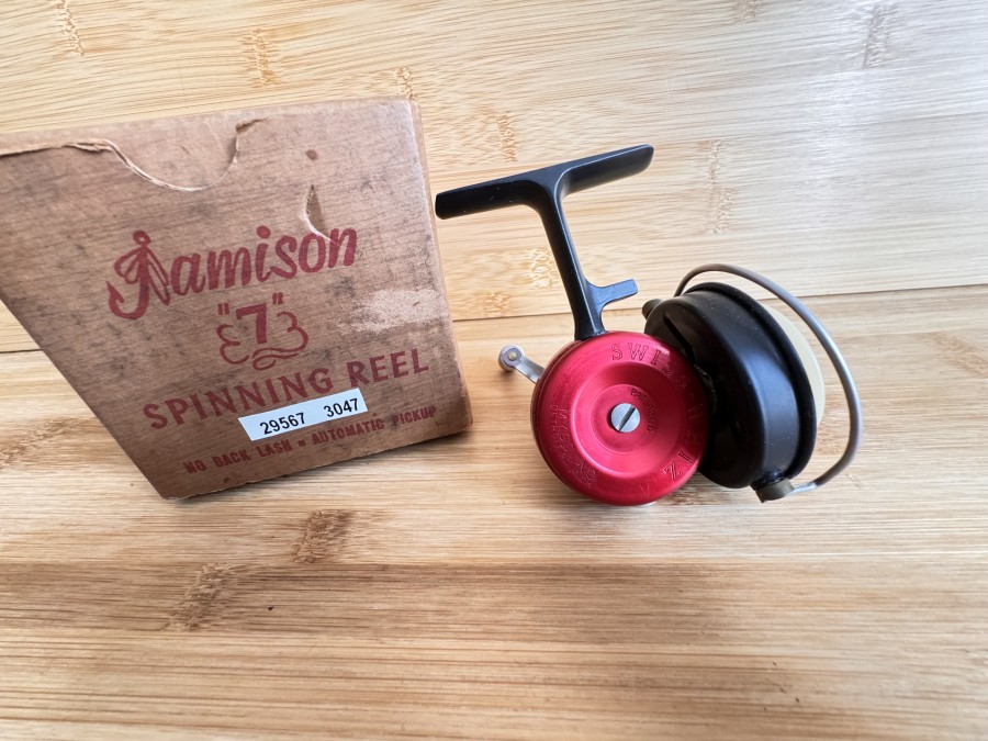 Stationärrolle, Jamison Spinning Reel, Swiss-Whiz, Myco Ing, Madę in USA, neu im Karton