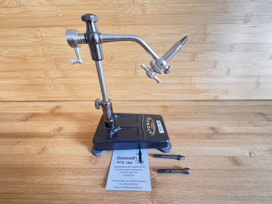 Fliegenbindestock, Stonfo Italy, Bodenplatte, Materialfeder, 2 zusätzliche Backen , sehr guter Zustand