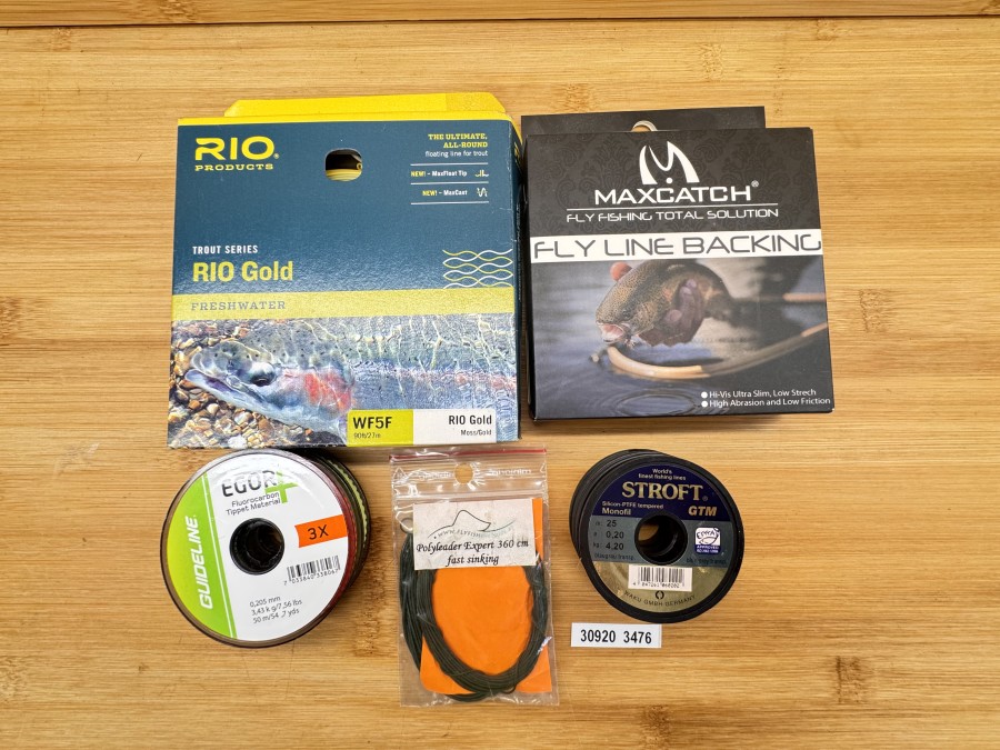 Fliegenschnur, Rio Gold, WF5F, Maxcatch Fly Line Backing, neu, Tippet, Guideline und Straft, angebrochene Spulen