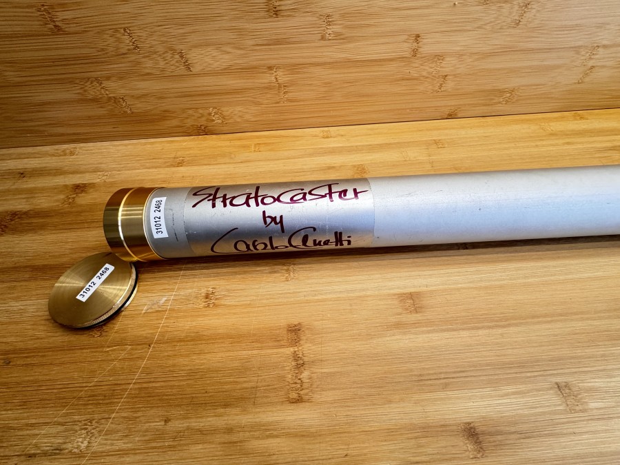 Rutentransportrohr, Alu, Elnetti, Innendurchmeser 60mm, Rutenlänge bis 870mm, Gebrauchsspuren, Transportlänge 910mm