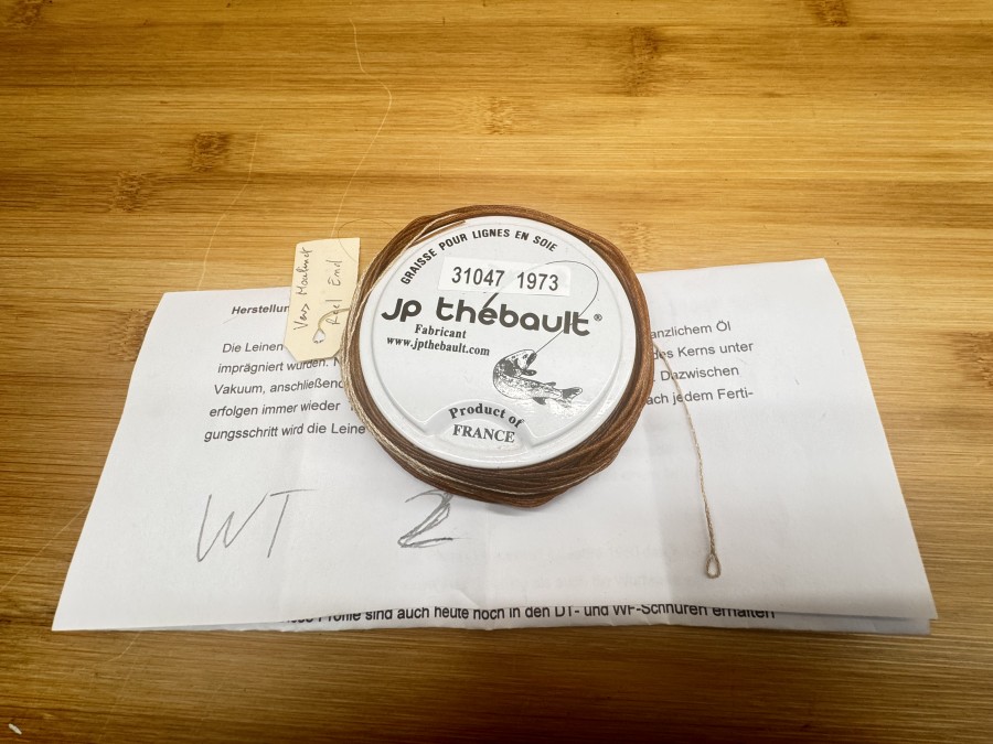 Seidenfliegenschnur, Jp thebault Fabricant, Ligne á Mouches en sole naturalle, Equivalent Aftma WF 2, Ligne en Fuseau Décalé 20 Meters, Garantie Pure Soie, Made in France, Fliegenschnurfett, gefischt