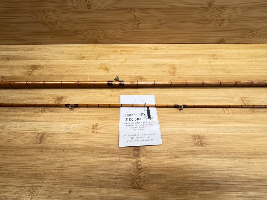 Gespliesste Fliegenrute, Made by Hardy's England, The Wye, Palakona Regd Mark, 2tlg. 11" - 3,15m, #7, Gewicht 330g, Look Fast Hülse, Brückenringe, Intermediates, Futteral, Spitze etwas kürzer als Handteil, sonst guter Zustand, Transportlänge 1740mm