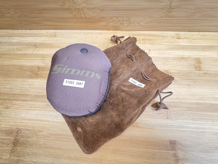 2 Rollentaschen, Simms, Neoprene, für Rolle 90mm Durchmesser, 40mm Rollenbreite, Wildleder, dunkelbraun, für Rolle 120mm Durchmesser, 50mm Rollenbreite, Gebrauchsspuren