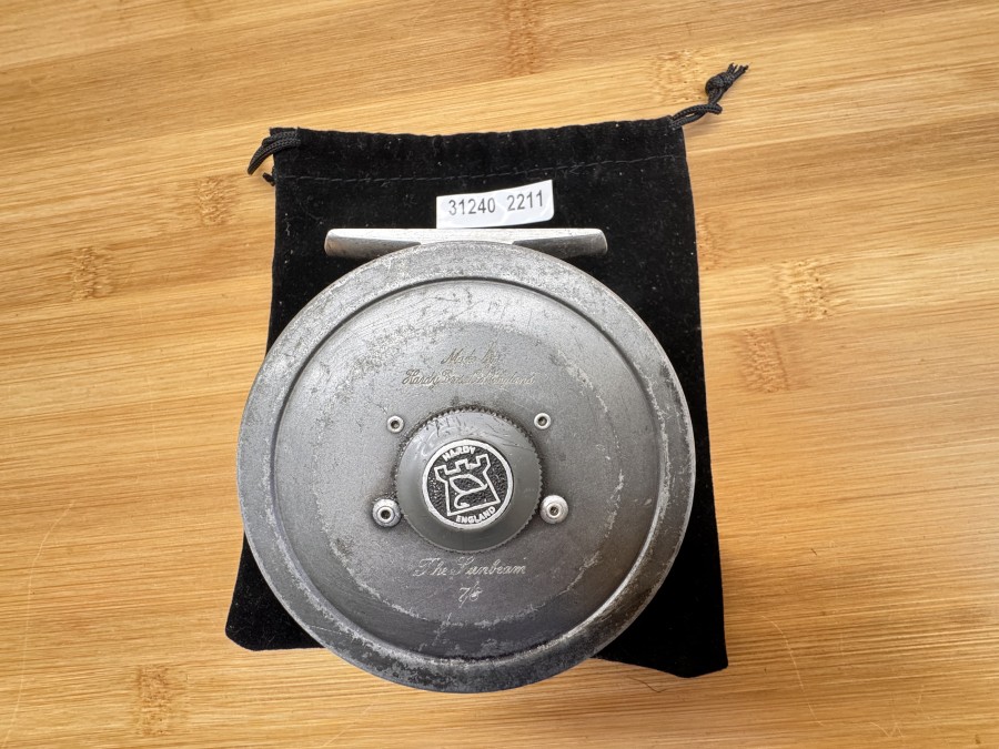 Fliegenrolle, Made by Hardy Bros Ltd. England, The Sunbeam, #7/8, Rechtshand, Gewicht 148g, Rollenbeutel, Gebrauchsspuren