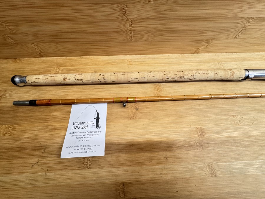 Gespliesste Spinnrute, The House of Hardy England, The No 1 L.R.H. Spinning Palakona Regd Trade Mark, 2tlg., 2,90m, Gewicht 383g, Neusilberhülse mit Druckverschluß, Hülsenstopfen, Intermediates, Futteral, ungefischt, Transportlänge 1480mm