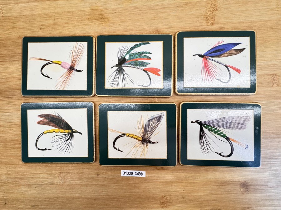 Untersetzer, Lady Claire, 6 Stück, 120x90mm, mit Fliegenmotiven, neu