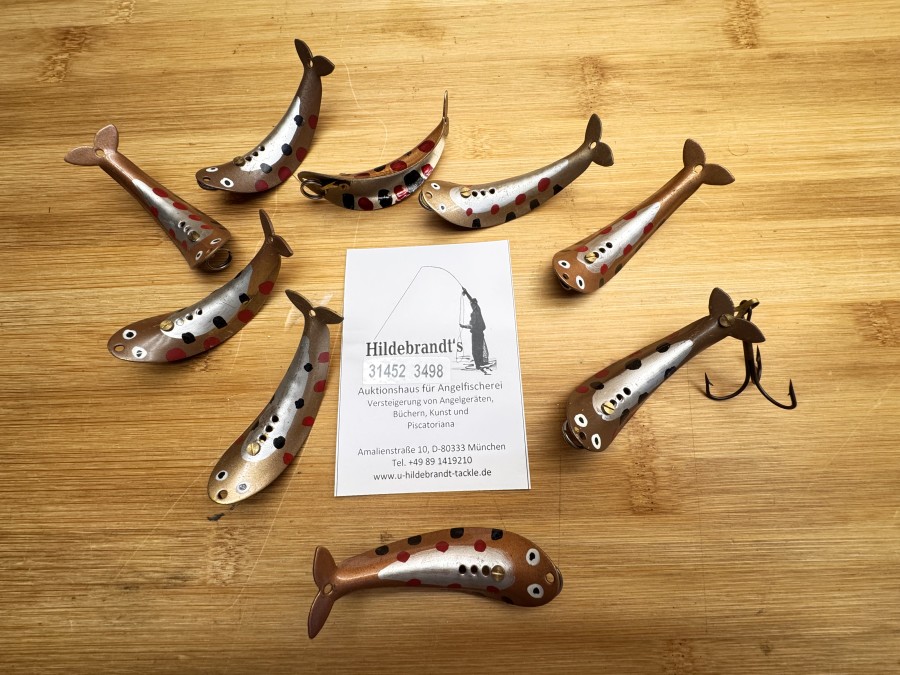 Künstköder, Rohlinge Helin Flatfisch, 9 Stück, verschiedene Bemalungen