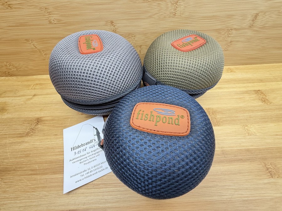 3 Rollentaschen, Fishpond, dunkelblau, für Rollendurchmesser 70mm, Rollenbreite 45mm, gold, für Rollendurchmesser 80mm, Rollenbreite 60mm, grau, Rollendurchmesser 100mm, Rollenbreite 75mm, Gebrauchsspuren