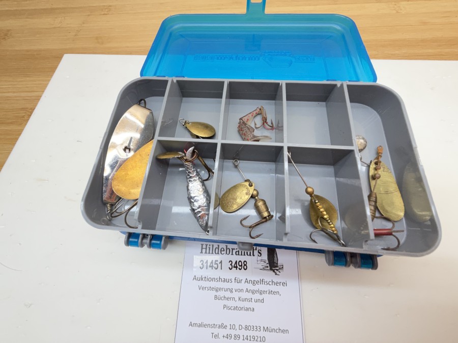 Kunstköder, 9 Spinner, Löffel, Gliederfischchen, 22 Messing Devon, 20 bis 50mm