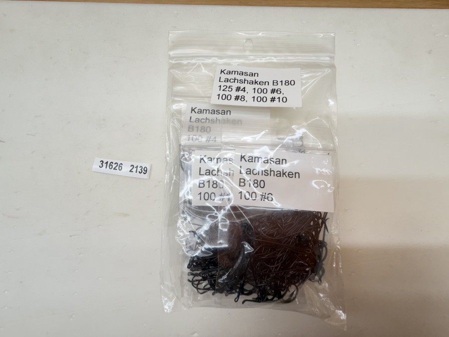 Lachsfliegenhaken, 425 Stück, Kamasan, Single Salmon B 180: 125#4, 100#6,100#8, 100#10