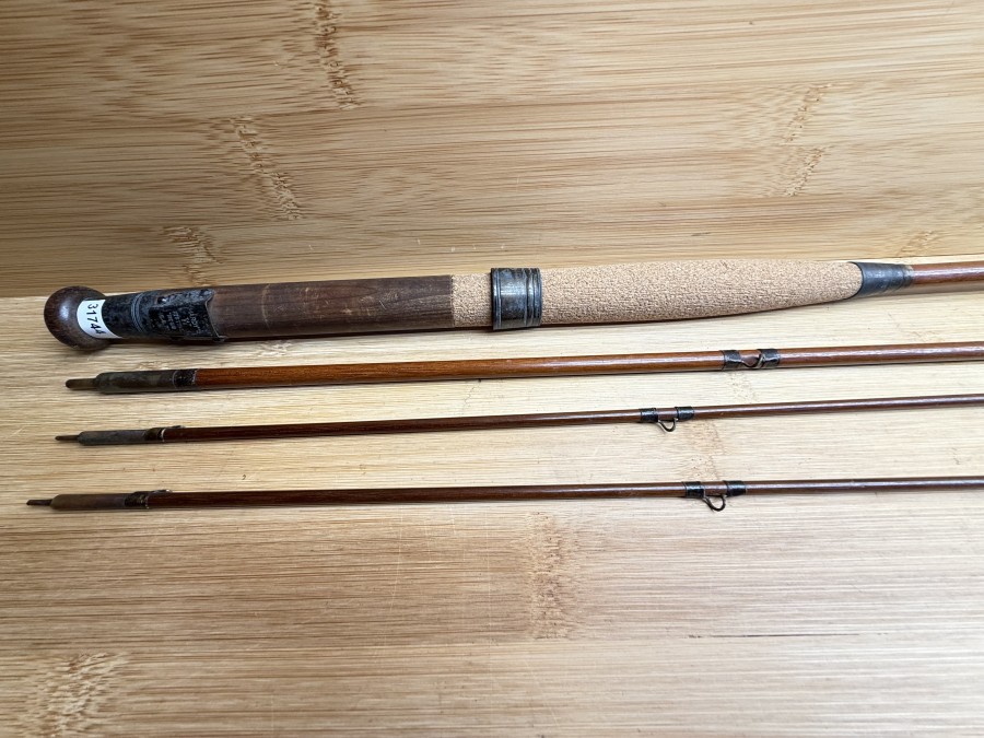 Vintage Angelrute, Hardy Bros Makers Alnwick, Ebenholz, 3tlg., 320cm, 2 Spitzen, Spitzenringe fehlen, Futteral, renovierungsbedürftig, Transportlänge 1200mm
