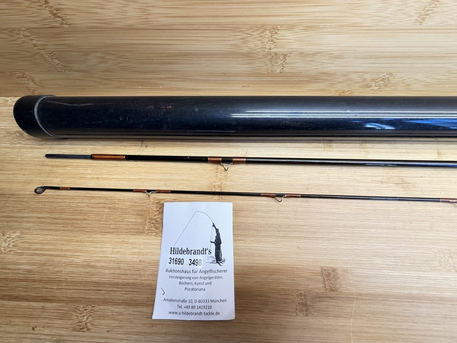 Fliegenrute, Typ Tornado Hans Gebetsroither privat, 2tlg., 2,40m, #6, Gewicht 80g, ohne Futteral, Rutentransportrohr, neu, Transportlänge 1250mm