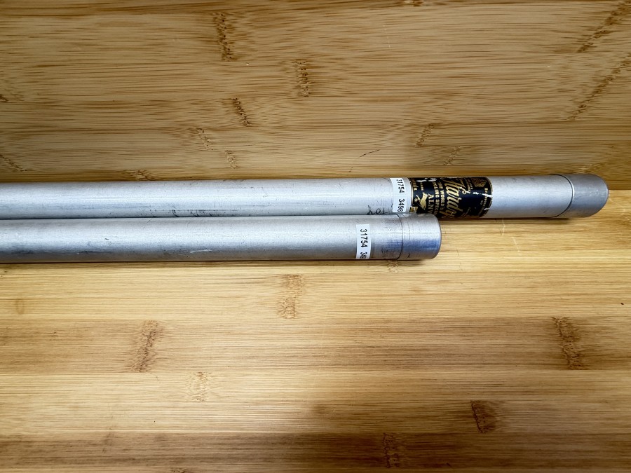 Alu Transportrohre, Hardy Bros, Innendurchmesser 35mm, Länge 800mm und 670mm, Gebrauchsspuren