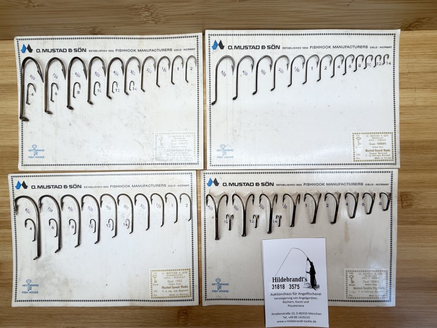 Angelhaken Musterkarten, Mustad, 1922, 19470,19695, 2046