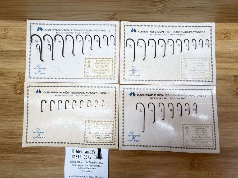 Angelhaken Musterkarten, Mustad, 19330, 18489, 19631, 19674
