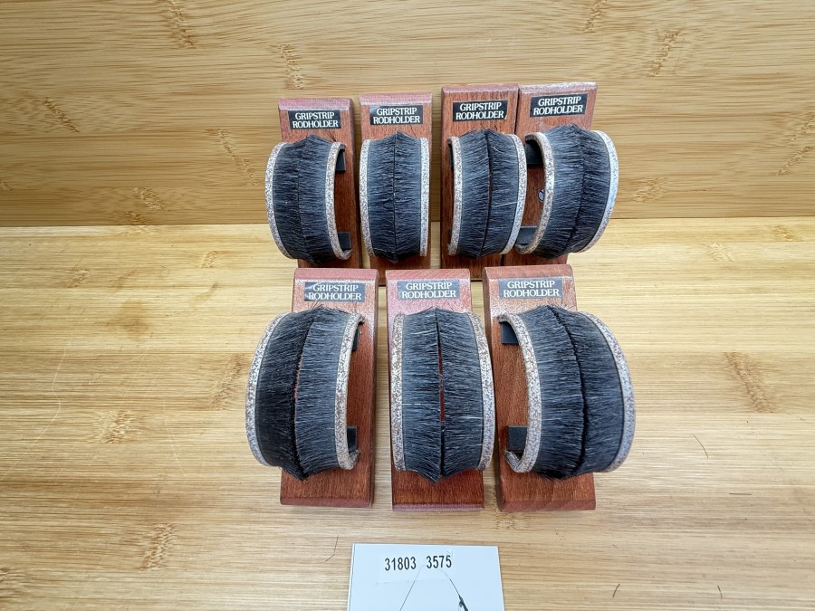 7 Rutenhalter, Gripstrip Rodholder, College, Made in England, Mahagoniholz,  Naturborsten, Gebrauchsspuren