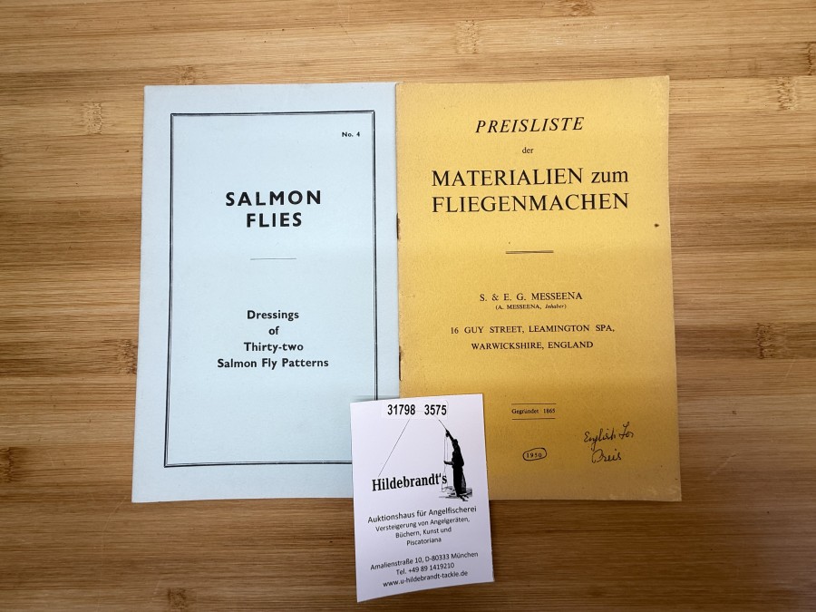 Preisliste der Materialien zum Fliegenmachen, S.&E.G. Messend, Warwickshire, England, gegründet 1865, 1950, Salmon Flies, Veniard