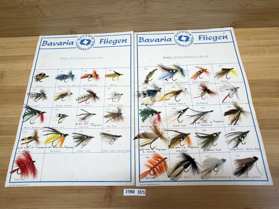 2 Musterkarten, Bavaria Fliegen, Streamerfliegen 20 und  17 Stück