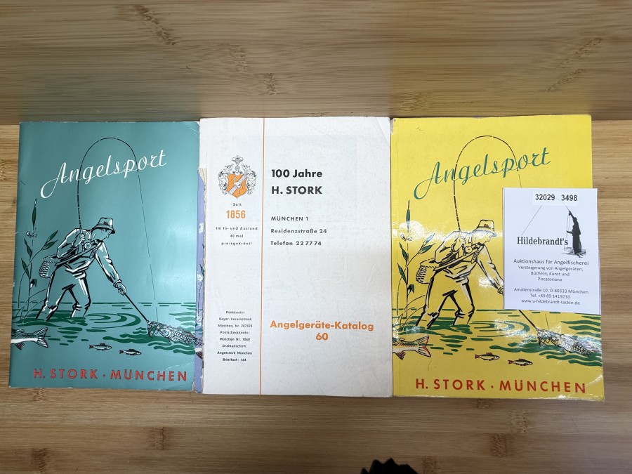3 Kataloge, H. Stork, München, Angelsport, Angelgeräte-Katalog 5/6, Angelgeräte-Katalog 60