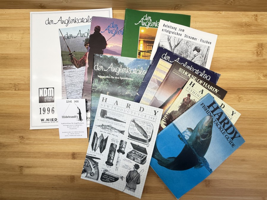 11 Kataloge, NDM fishing 1996, 5x der Anglerkatalog, House of Hardy, 1984/5, 2x Hardy´s Fishing Tackle Guide, Hardy New Products for 1982, Anleitung zum erfolgreichen Streamer - Fischen