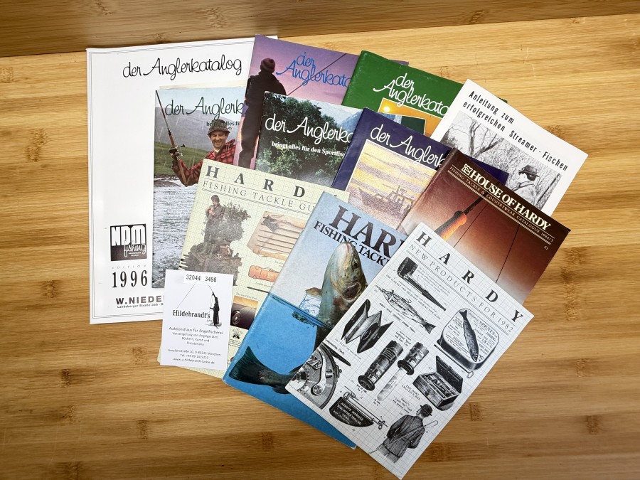 11 Kataloge, NDM fishing 1996, 5x der Anglerkatalog, House of Hardy, 1984/5, 2x Hardy´s Fishing Tackle Guide, Hardy New Products for 1982, Anleitung zum erfolgreichen Streamer - Fischen