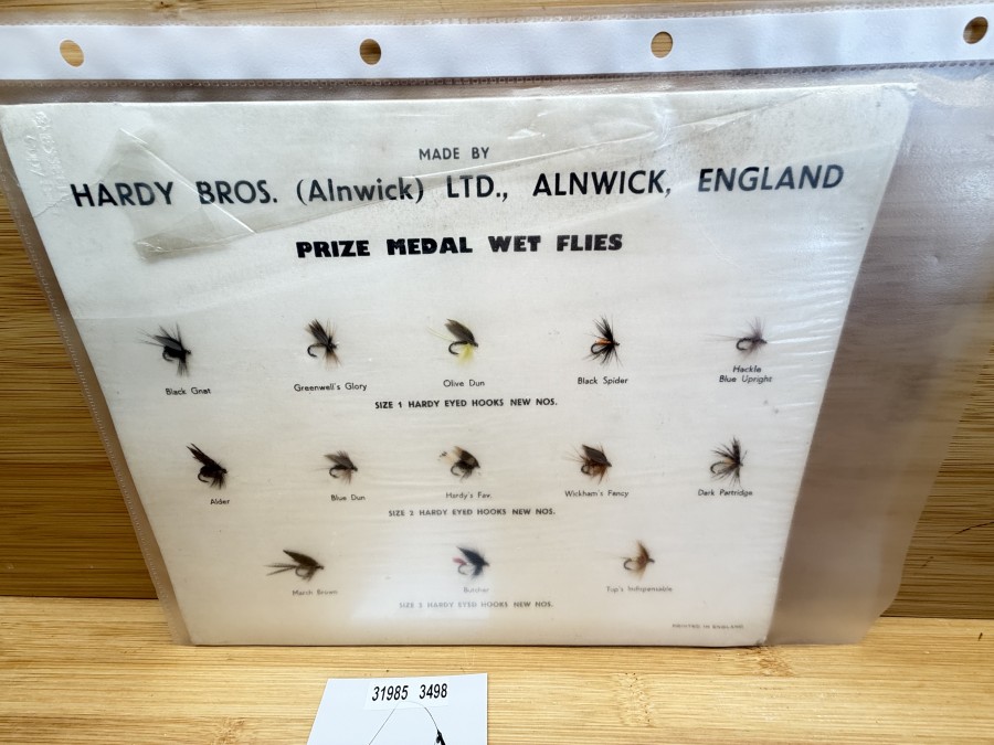 Fliegenmustertafel, Hardy Bros Ltd., Prize Medal Wet Flies, 13 Stück