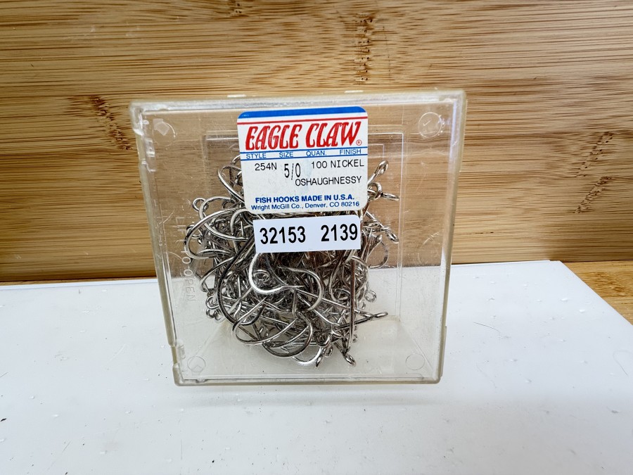 Angelhaken, Eagle Claw 254-5/0 Oshaughnessy Haken Seaguard Ausführung, Größe 5/0,  100 Stück