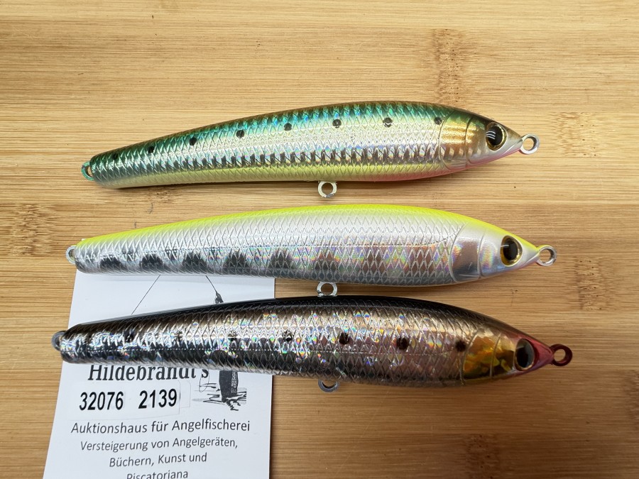 3 Wobbler, Tiemco, Japan, RP Magnum, silber/gelb, 29g, 150mm, RP Magnum, silber/Grün/dunkel, 29g, 150mm, RP Magnum, silber/dunkel, roter Kopf, 29g, 150mm, ohne Haken, ungefischt