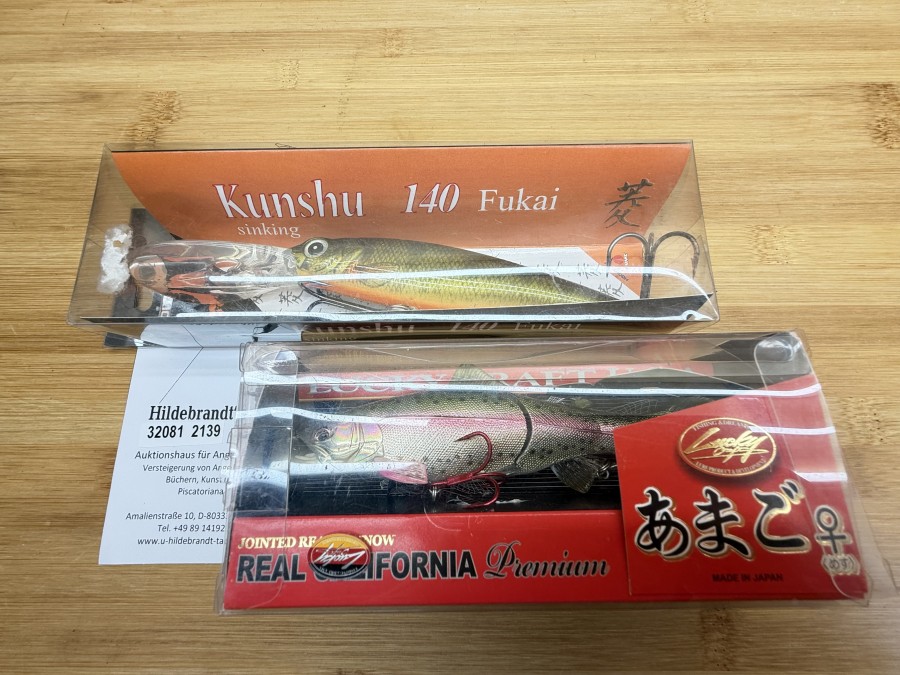 2 Wobbler, Lucky Craft U.S.A. Real California Premium, Laser Rainbow Trout, 30g, 136mm, Doiyo, Kunshu 140 Fukai sinking, 53g, 190mm, ungefischt