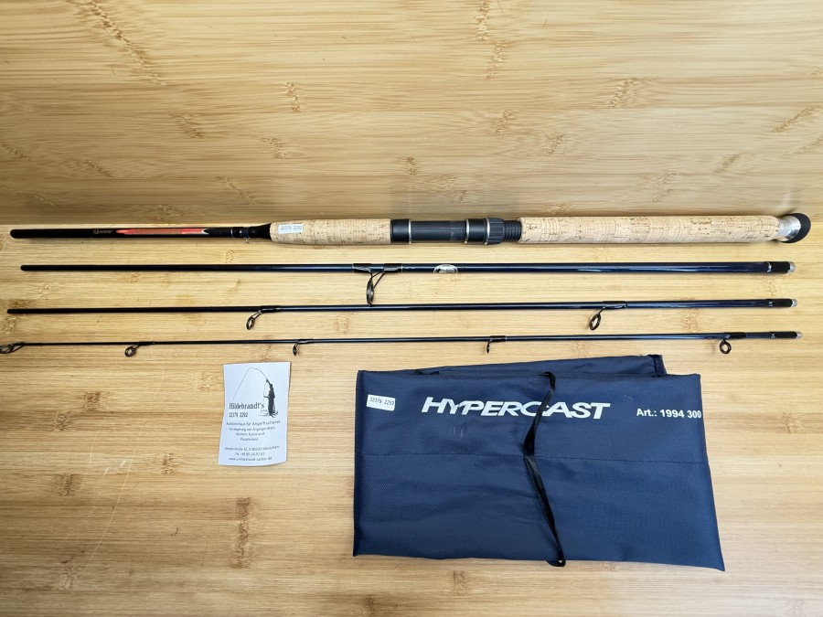 Spinnrute, Quantum, HOC, Hypercast Travel Spin, Art. Nr. 1994 300, 4tlg., 3,00m, WG 20-50g, Futteral, Gebrauchsspuren, Transportlänge 810mm