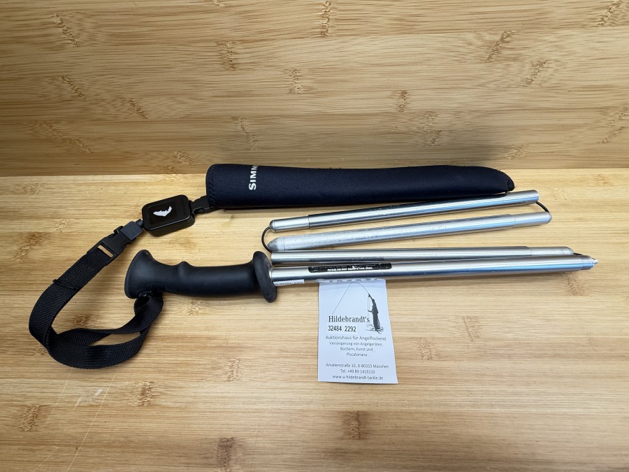 Watstock, Simms, Eingebautes Handgelenkband, Retraktor und druckgeformte Hülle, aufgedrucktes Maßband (Zoll) zum Messen der Tiefe, auswechselbare Aluminiumspitze, entfaltete Länge: 140 cm, zusammengeklappte Länge: 35,5 cm, Gebrauchsspuren