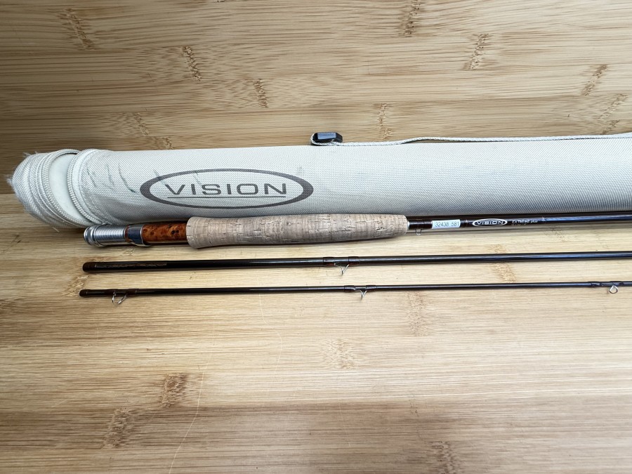 Fliegenrute, Vision, Extreme plus, 3tlg., 9", #6 Line, Canvas Transportrohr, Gebrauchsspuren, Transportlänge 1030mm