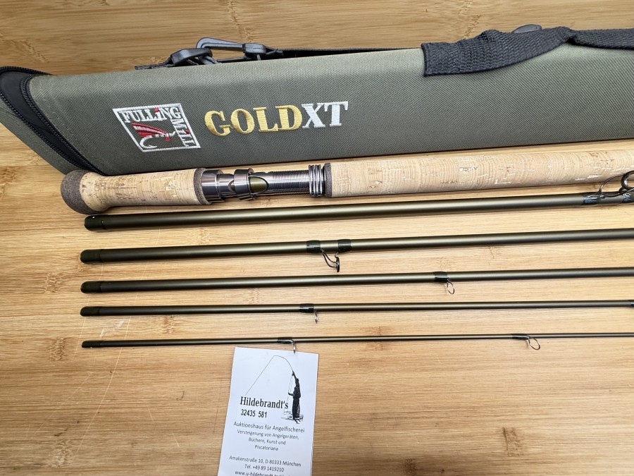 Zweihandfliegenrute, Fulling Mill, GOLDXT, 6tlg., 15 Ft, #10/11, Gewicht 311g, Futteral, Canvas Transportrohr, leichte Gebrauchsspuren, Transportlänge 890mm