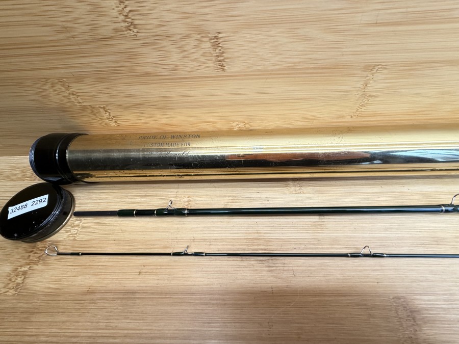 Fliegenrute, Pride of Winston, Namenszug, I-22-91 064, 2tlg., 8", #5, Gewicht 71g, Futteral, Messing Transportrohr, massiv 1240g, poliert, neu, Transportlänge 1280mm, Traumrute und einmalige Qualität