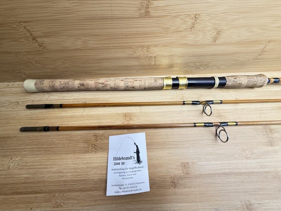 Gespliesste Spinnrute, Inlet, VII/70, mit Namenszug, Lech 3 - 2,40m, 2tlg., Reservespitze 140mm kürzer, Futteral, Gebrauchsspuren, Transportlänge 1220mm