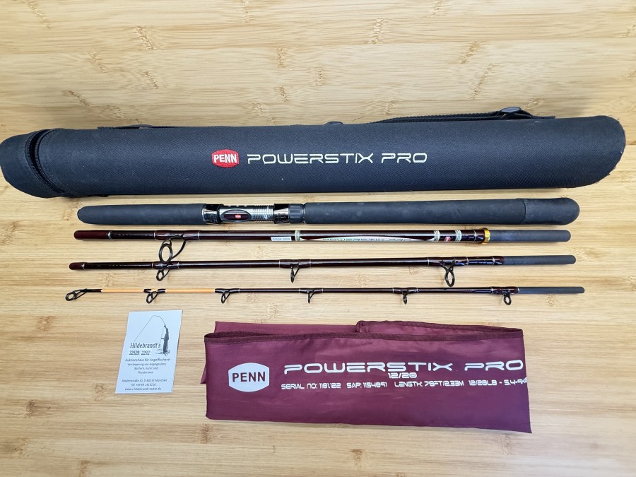 Bootsrute, Penn, Powerstix Pro, 12/20, 4tlg., 2,33m, 12/20 lb - 5,4 -SKG, Futteral, Codura Transportrohr, Transportlänge 720mm