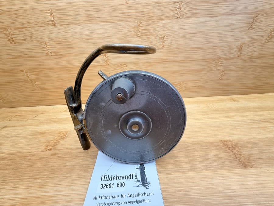 Vintage Sidecaster Rolle, Malloch´s Patent, Alu/Messing, Rechtshand, Rollendurchmesser100mm, Rollenbreite 55mm, Gewicht 490g, ohne Rollentasche, Gebrauchsspuren